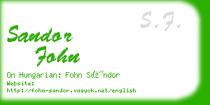 sandor fohn business card